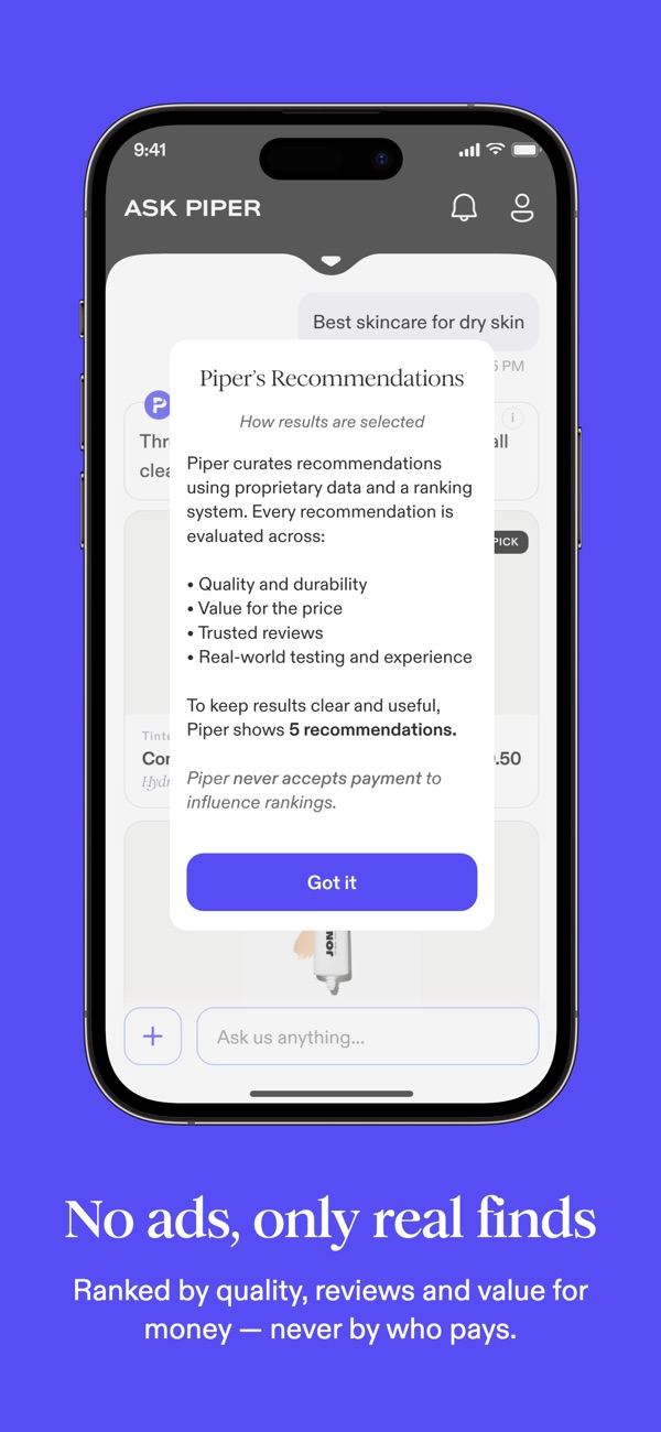 Ask Piper app screen